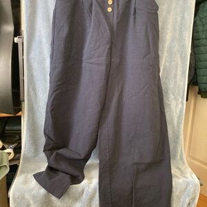 Women’s Wide Leg Navy Linen Pants